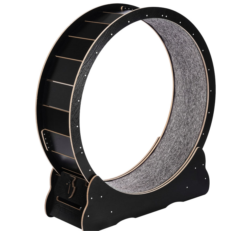 Roue pour chat d'intérieur de 43,3 po - Tapis roulant noir avec tapis anti-égratignures détachable, fonction de réduction du bruit et nettoyage facile des taches