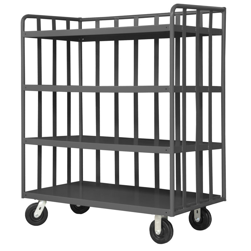 80.13'' W Book Cart with Wheels, 57.5" H x 56" W x 25" D