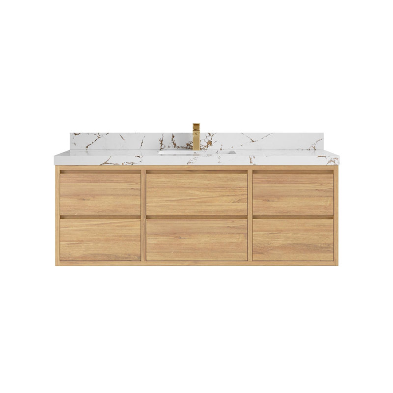 Meuble-lavabo simple 60 po avec comptoir en quartz Cadge