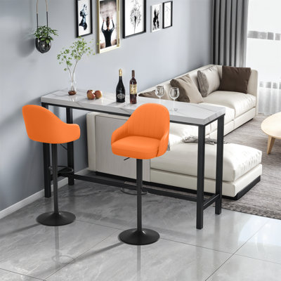 Tabourets de bar pivotants en cuir synthétique, tabourets de bar réglables à hauteur de comptoir avec dossier et repose-pieds