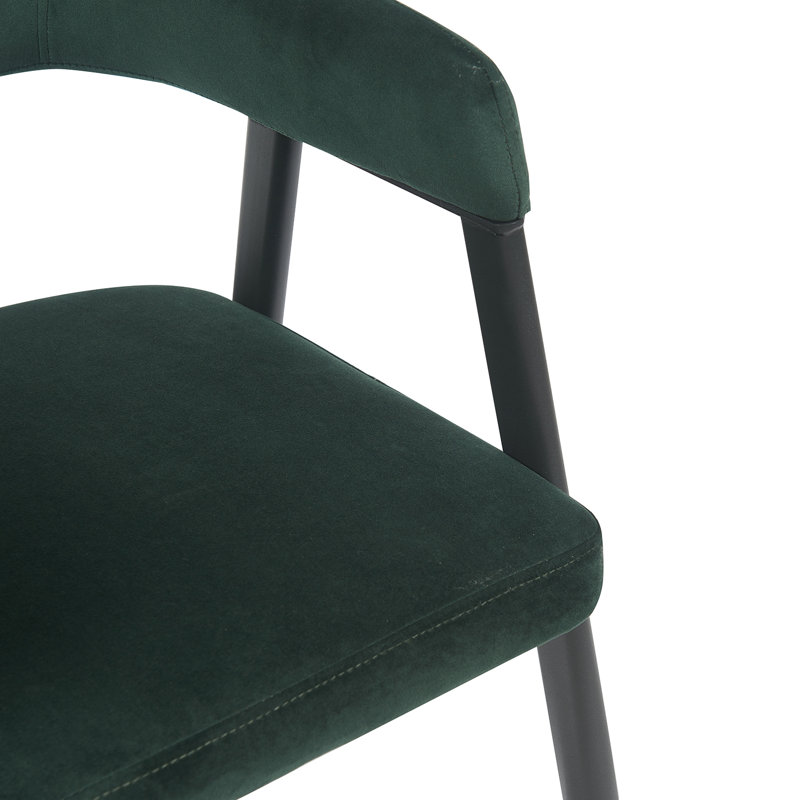 46.5cm H Velvet Upholstered Contoured Armchair, Green