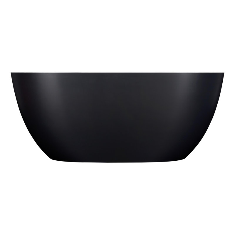 Catino 66" Solid Surface Soaking Freestanding Tub - Matte Black, Matte White Interior