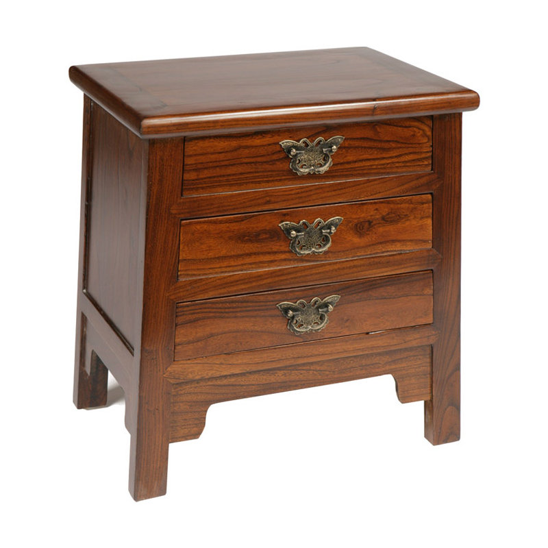 Hangzhou 54.5cm W Solid Wood Bedside Table, Warm Elm