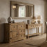 Beldane, ensemble de 2 buffets en bois massif avec 4 tiroirs, 1 porte, console et 3 tiroirs
