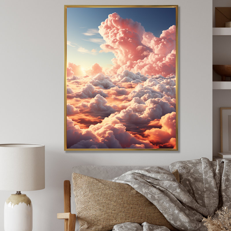Toile panoramique Horizon IV - ciel, art mural, H 40 po x l 30 po x P 1,5 po, Cadre flottant doré