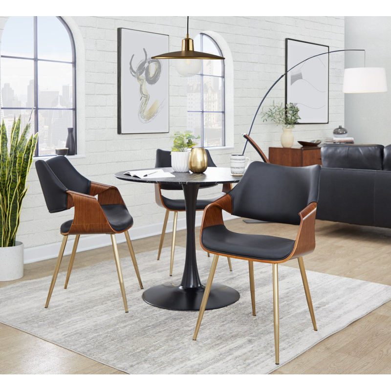 Chaises de salle à manger contemporaines avec similicuir rembourré et pieds en métal - ensemble de 2