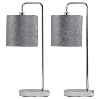 Hamdy 46Cm Polished Chrome Arched Table Lamp Set