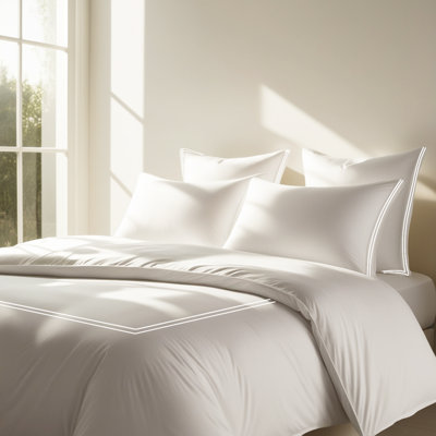 400TC Cotton Double Embroidery Sateen Solid Duvet Cover Set