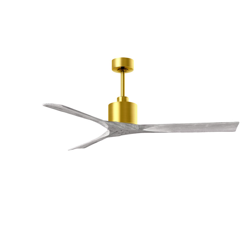 Nan Ceiling Fan In Textured Blades, Brushed Brass, Barn Wood Tone, 52"