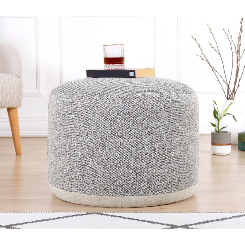 Repose-pieds élégant en forme de pouf, 100% lin gris, 16,1 po x 20,1 po, éponge orthopédique 35 po, hauteur 4,0 po avec pieds cachés recouverts de PVC | Parfait pour les décors bohémiens et scandinaves, les sièges polyvalents et confortables