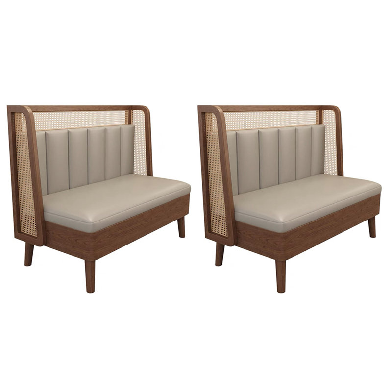 Retro Light Luxury Restaurant Bar Cafe Bench Faux Leather Upholstered Bench