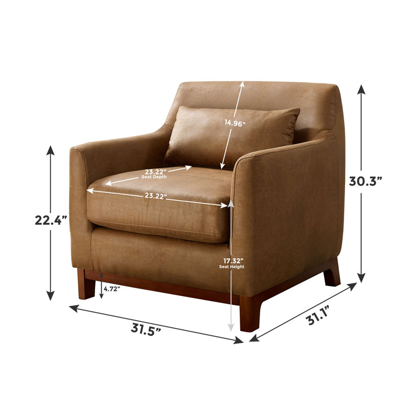 Johntay 31.5" W Club Chair, Caramel Tan Brown Faux Leather