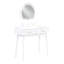 Mobilier de luxe: meuble-lavabo à finition blanche avec 4 tiroirs, miroir à DEL et tabouret pour miroir de chambre à coucher, tiroirs coulissants assortis-131299525