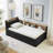 Twin Size Upholstery Velvet Day Bed With Storage Headboard And Wireless Charging, Multi-Functional Daybed With Two Storage Drawers & LED Lights, Black-1404794090