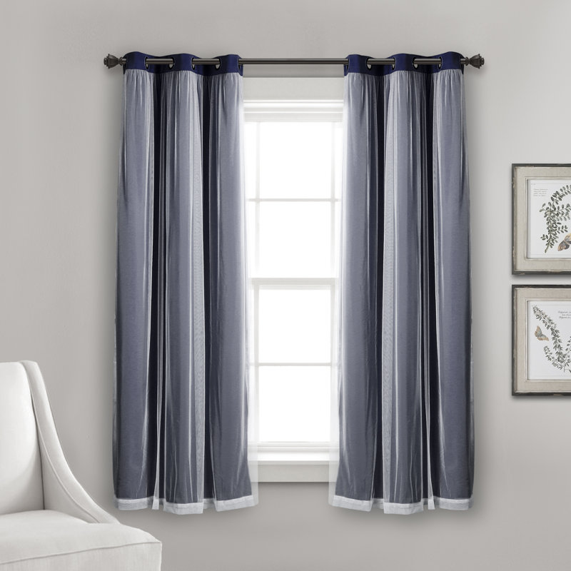 Blackout Curtain Pair, 38"W x 63"L, Navy