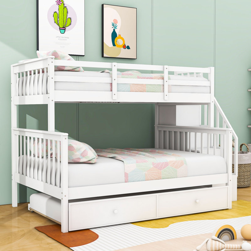 Dekevious Kids Twin Over Full Bunk Bed with Trundle, White
