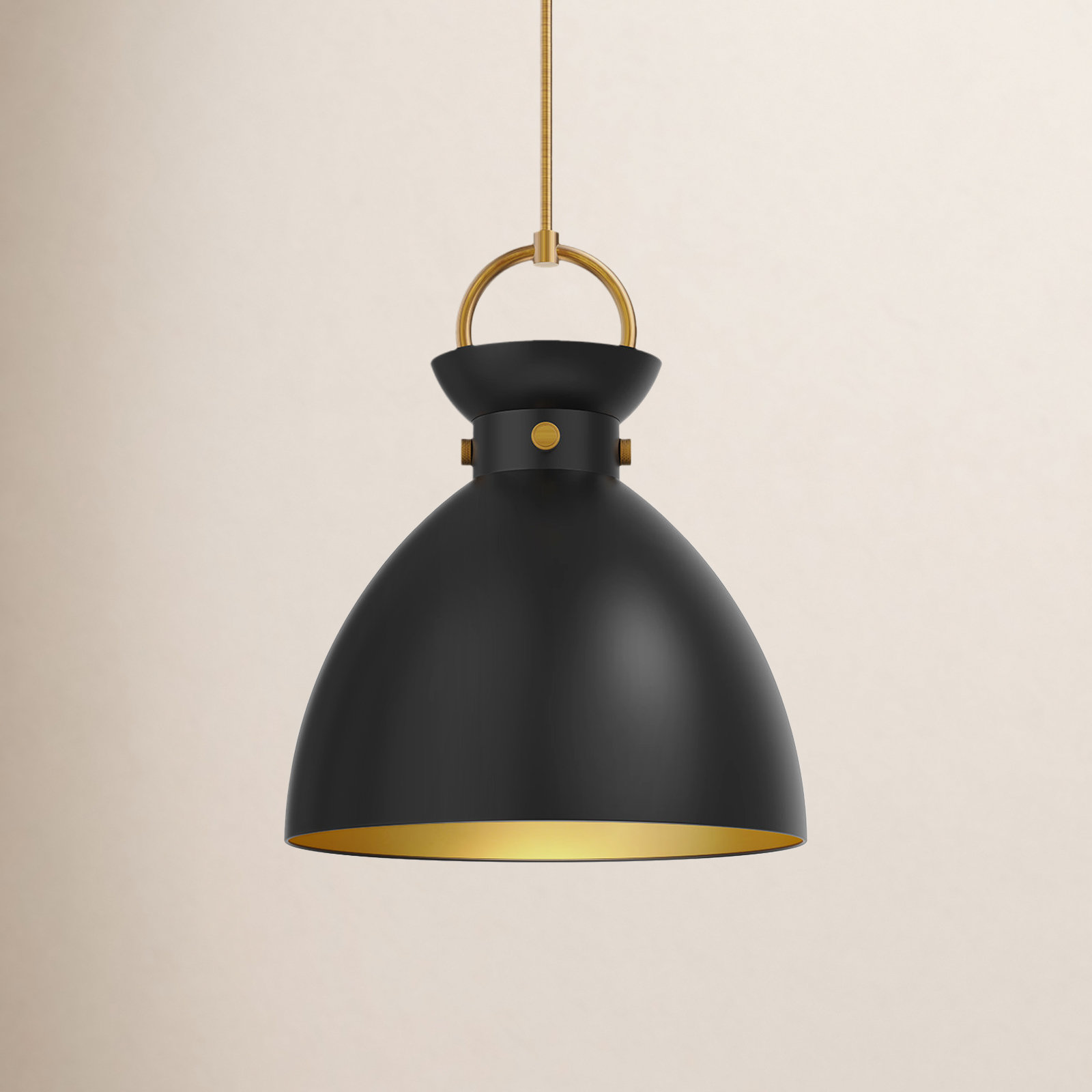 Tinka 1 - Light Pendant, 21.75" H x 18" W x 18" D, Matte Black, Aged Gold/Matte Black