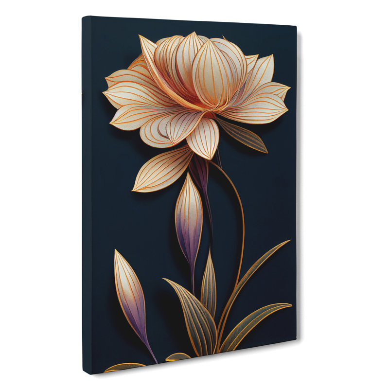 Art Deco Flower No.6 - Wrapped Canvas, 50cm H x 35cm W x 3cm D