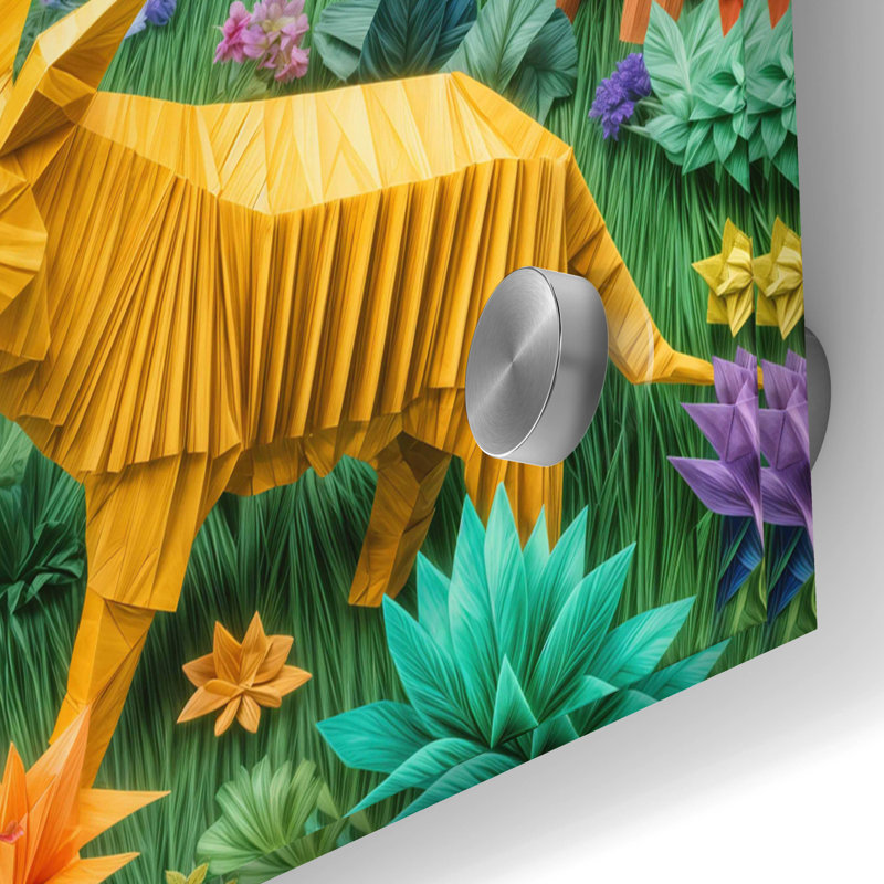 Art mural en verre épique «Rainforest Origami» par Rey Klimt, 36 po x 36 po, H 36 po x l 36 po