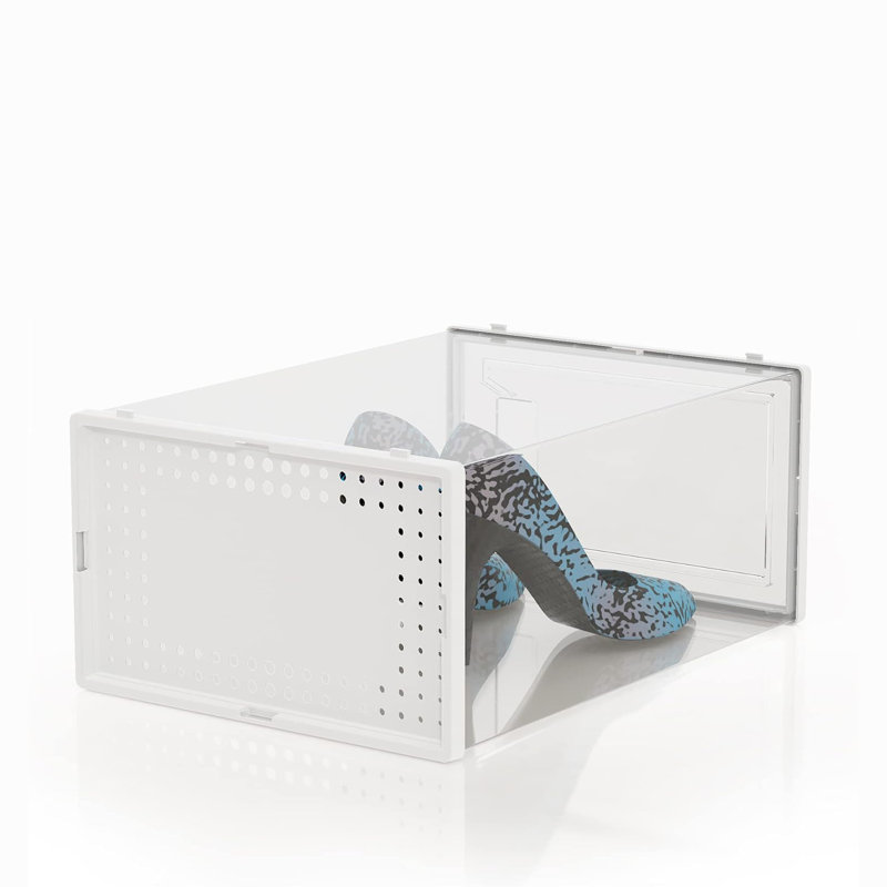 Boîtes de rangement modulaires pour organisateur de chaussures, contenants à chaussures empilables en plastique transparent avec couvercles, vitrine à chaussures peu encombrante pour garde-robe