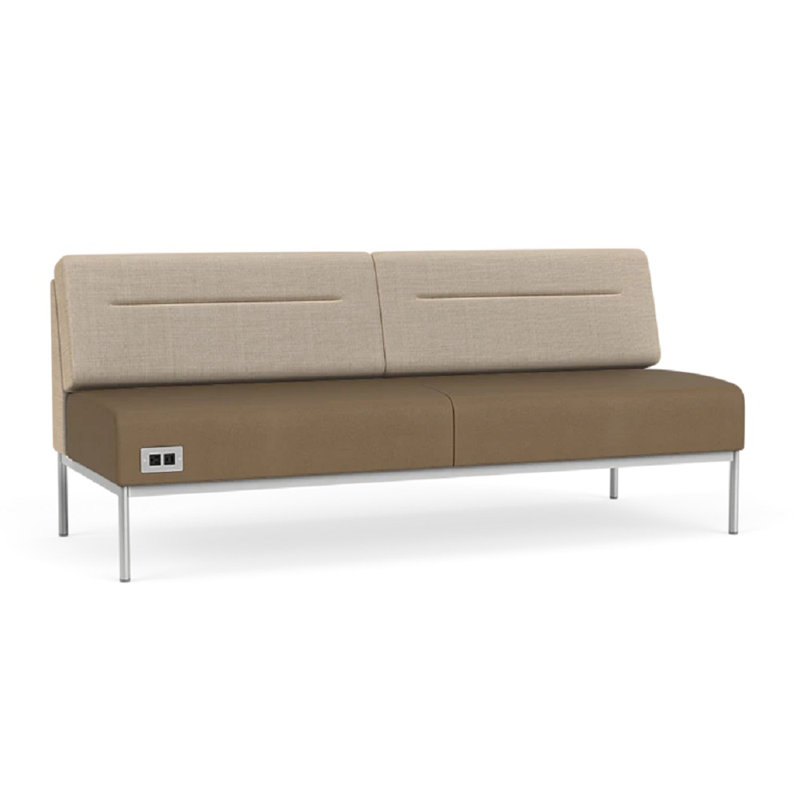 Canapé Darsey, Avec alimentation, Argent argent, Chambray calcaire; Patriot Plus taupe