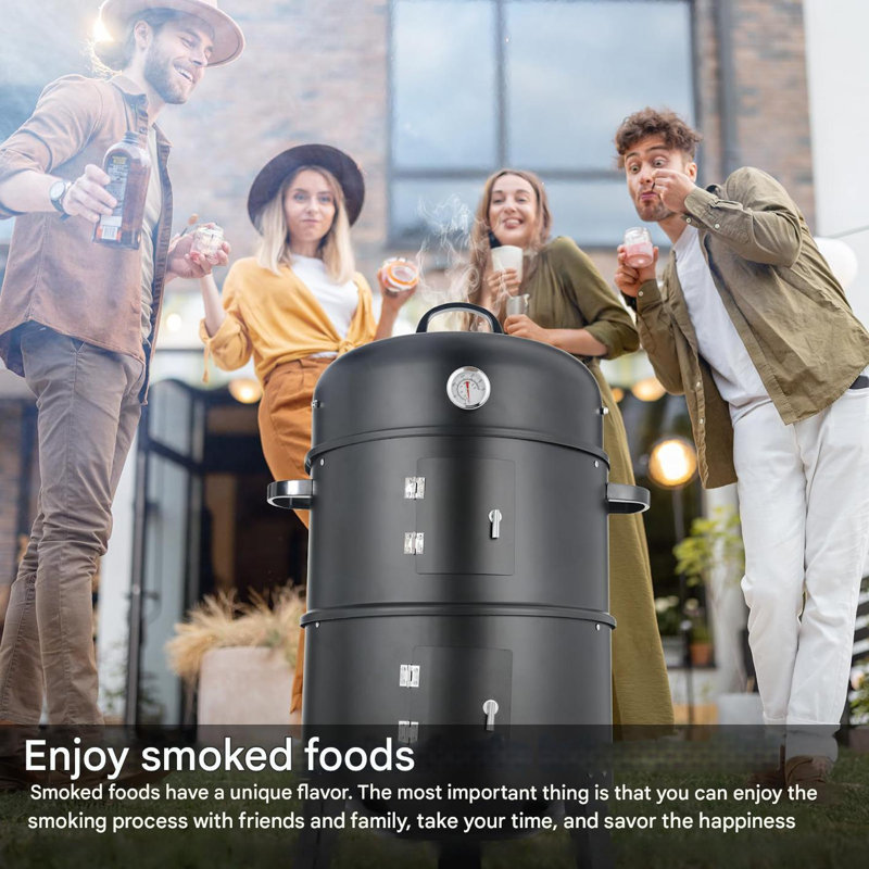 LIFERUN 51cm W Kamado Gas & Charcoal Combo Grill