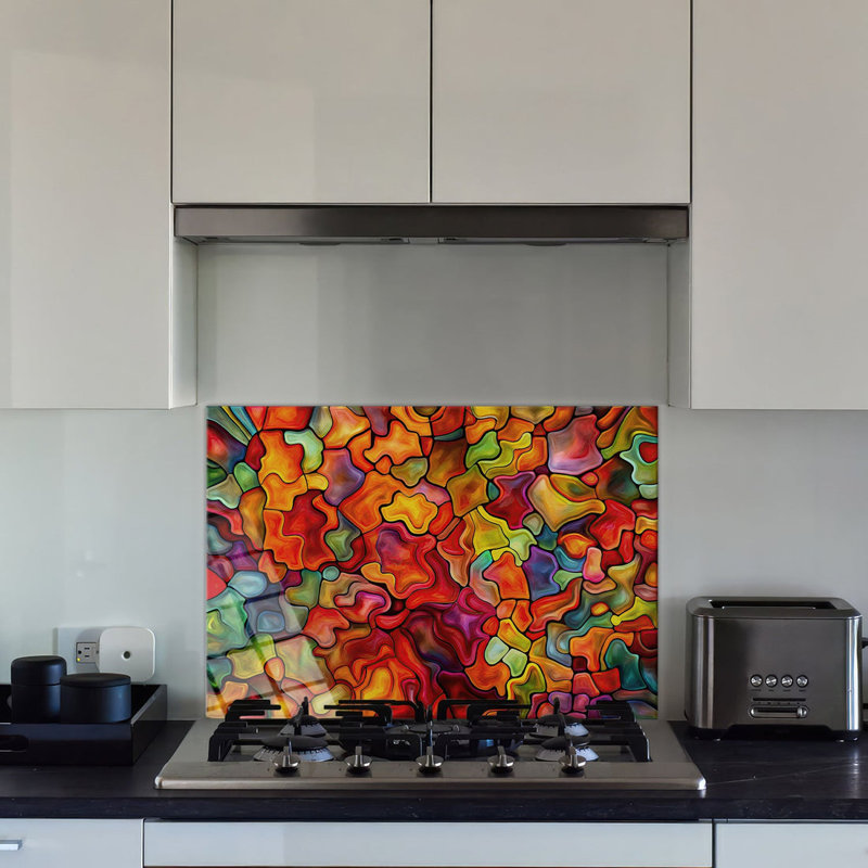 Dosseret en verre trempé Vivid Mosaic - décoration murale de cuisine, H 24 po x l 30 po x P 0,5 po