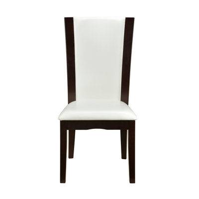 Modern Contemporary Dining Side Chairs Set Of 2 Faux Leather Upholstered Espresso Finish Hardwood Solid