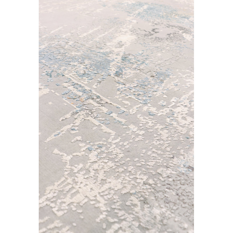 Hand Knotted Wool Abstract Area Rug in Silver, Rectangle 10'2'' x 14'3''