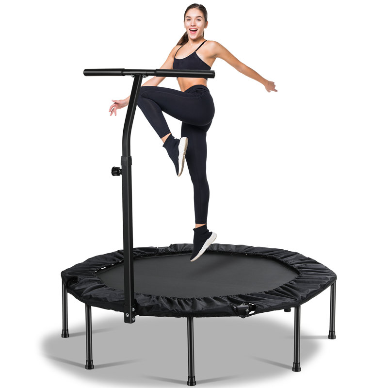 Pirecart 50" Foldable Trampoline with Adjustable Handle Bar, Max Load 330lbs