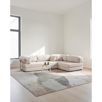 Canapé modulaire en L velours crème