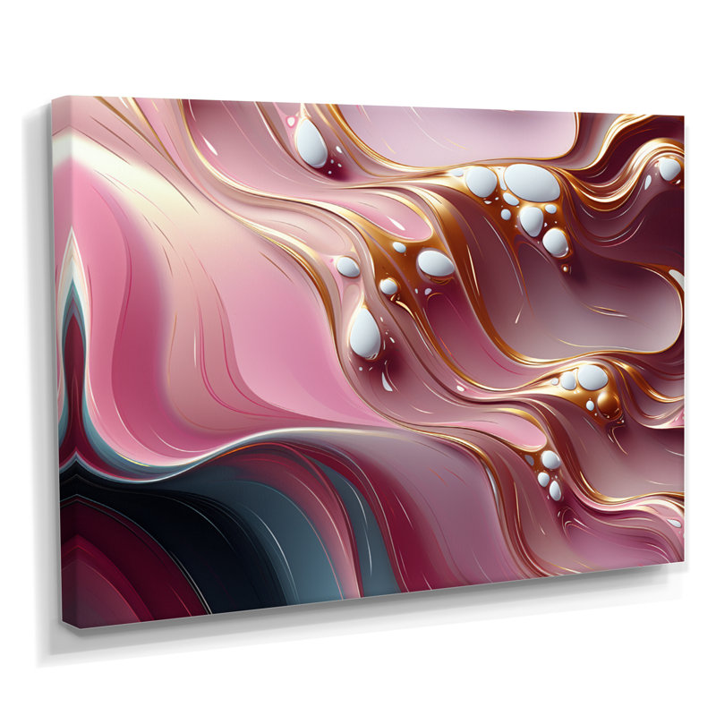 «Gold Streams», art mural vagues, H 12 po x l 20 po x P 1 po, Toile tendue