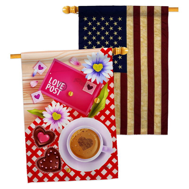 Drapeau de maison en polyester 3 pi 3 po x 2 pi 3 po Love Postage