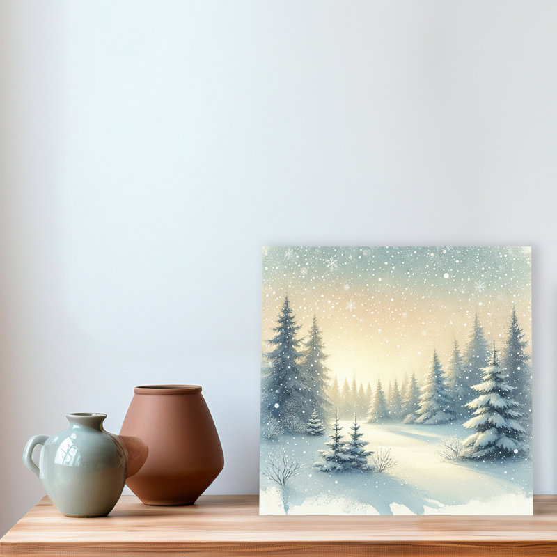 «Winter Whisper: Snowfall in the Pines», reproduction sur toile, H 12 po x l 12 po