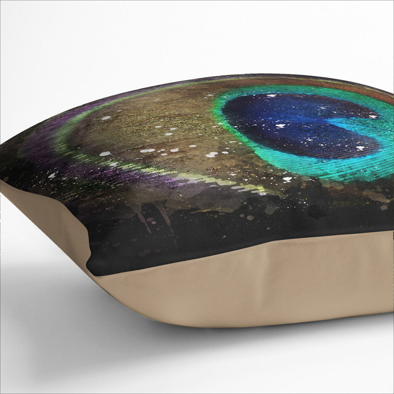 Peacock Feather Scatter Cushion, 55cm H x 55cm W x 20cm D, Stone