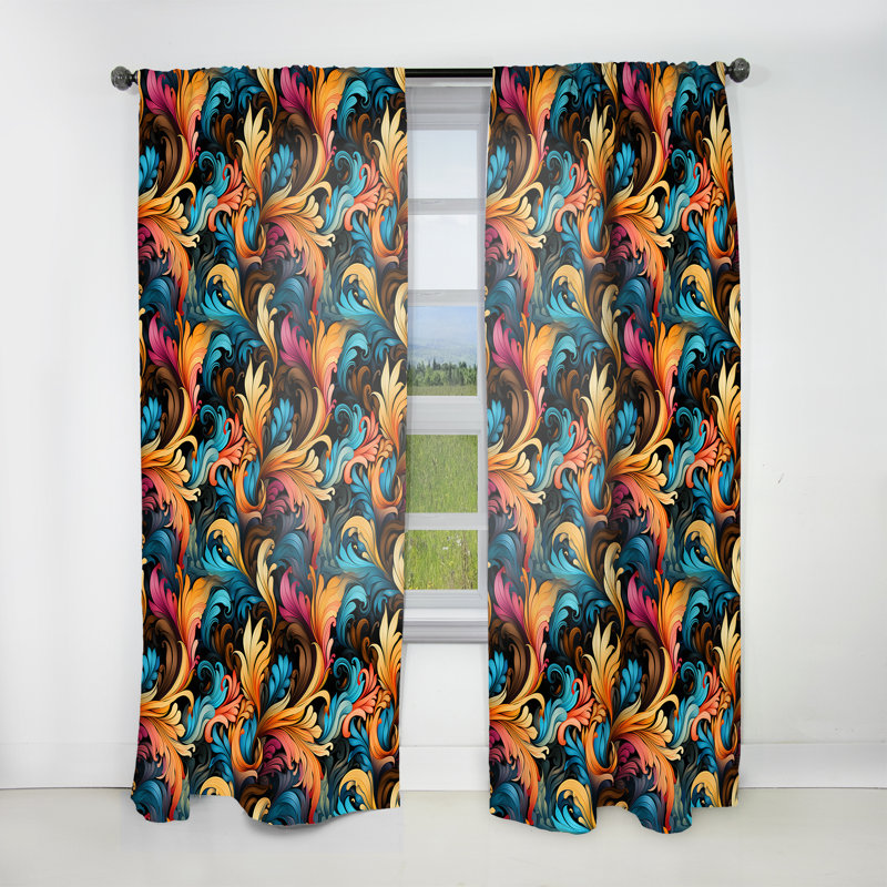 Retro Fusion Paisley Motif I - Rideau floral - Rideau floral obscurcissant - 1 panneau, L 52 po x L 90 po