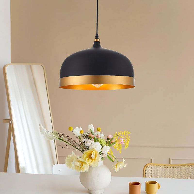 Luminaire suspendu moderne en dôme à 1 lumière à intensité variable de 14 po