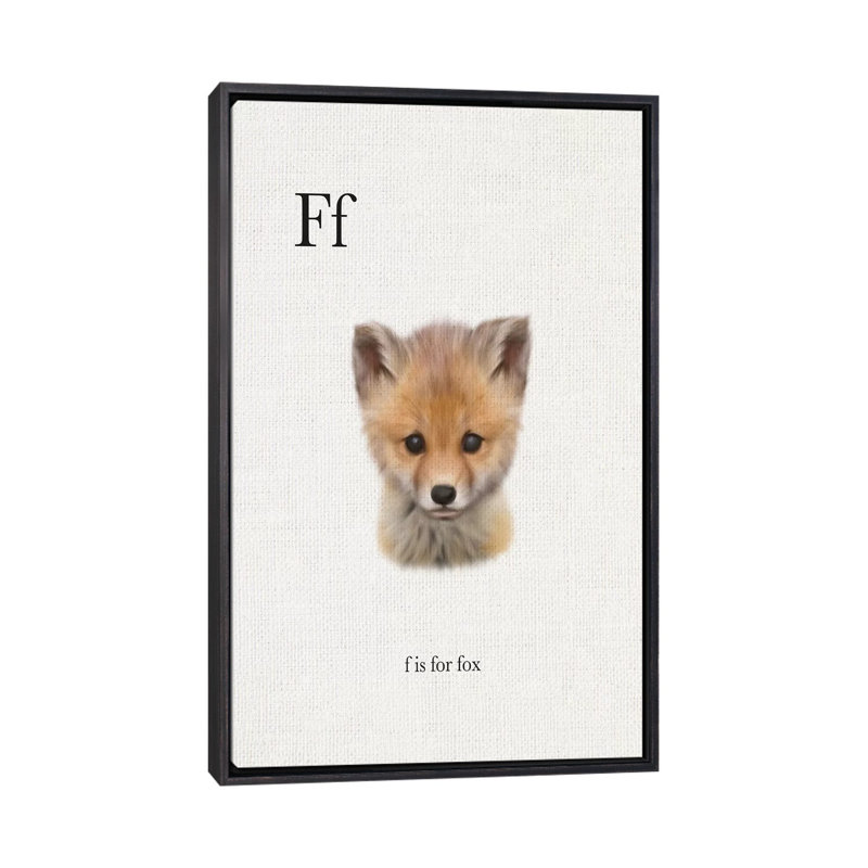 Décoration murale pour enfants F Is for Fox, H 40 po x l 26 po x P 1,5 po, Toile avec cadre noir patiné