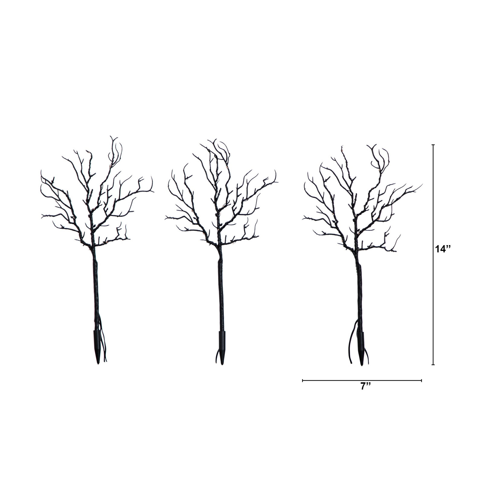 14" Pre-Lit Halloween Black Twig Branch Set