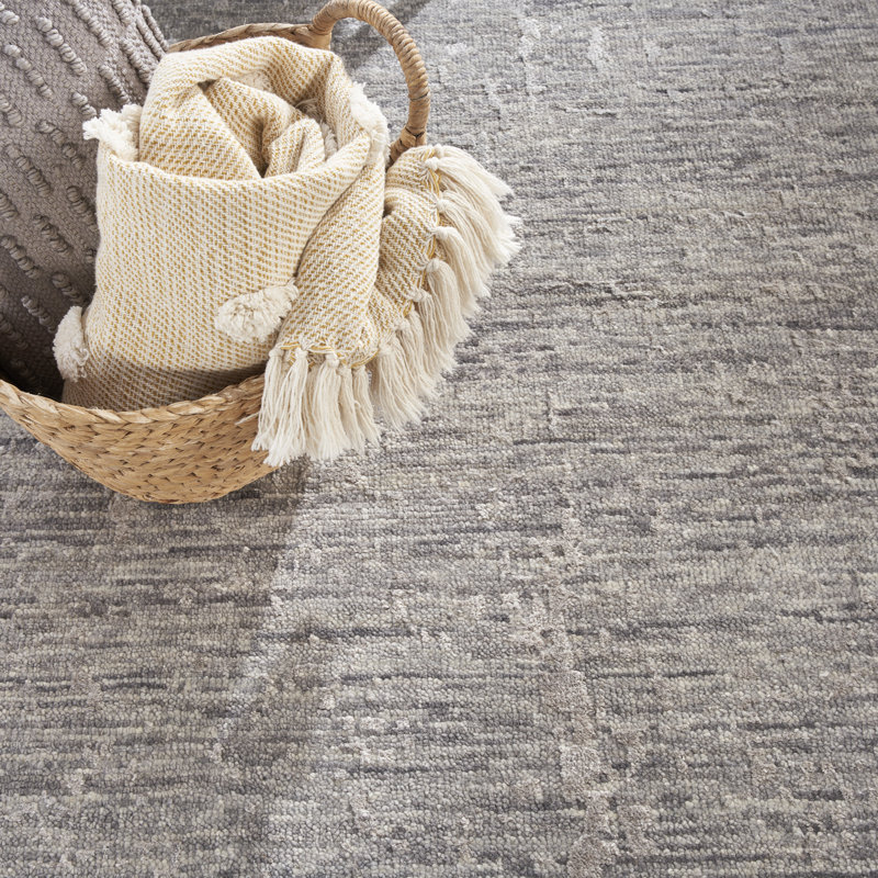 Tapis d'intérieur moderne gris argenté 8 pi 6 po x 11 pi 6 po Nourison Luna, Gris, Rectangle 8 pi 6 po x 11 pi 6 po
