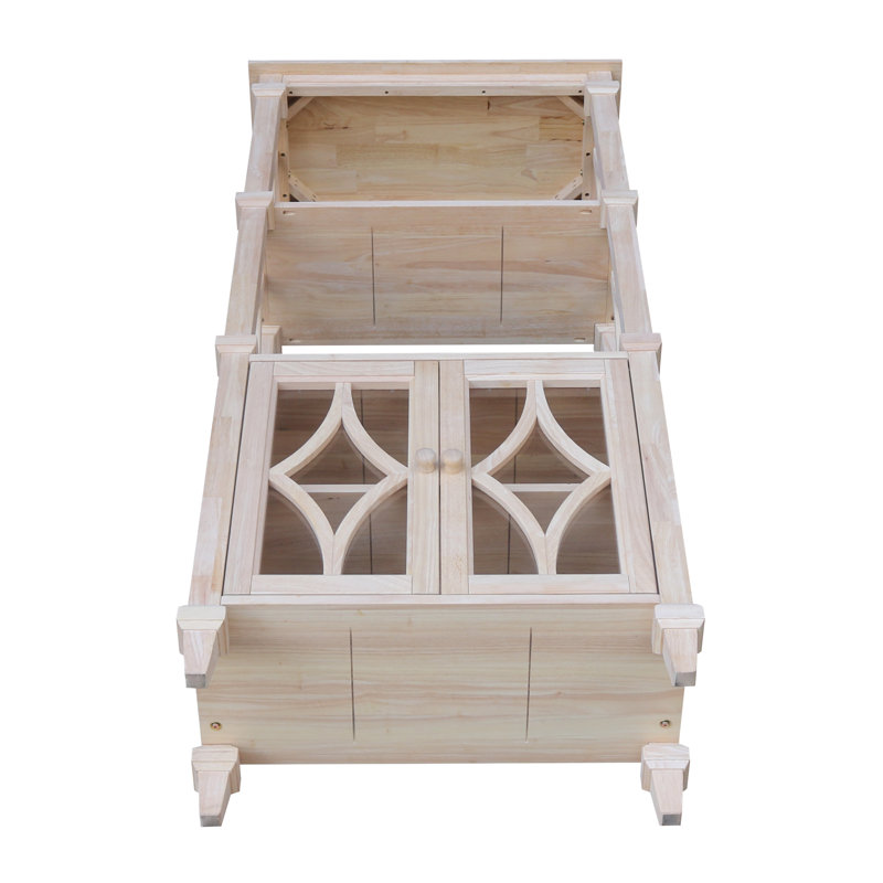 Josephine Solid Wood Unfinished Brown Bookcase with Doors
