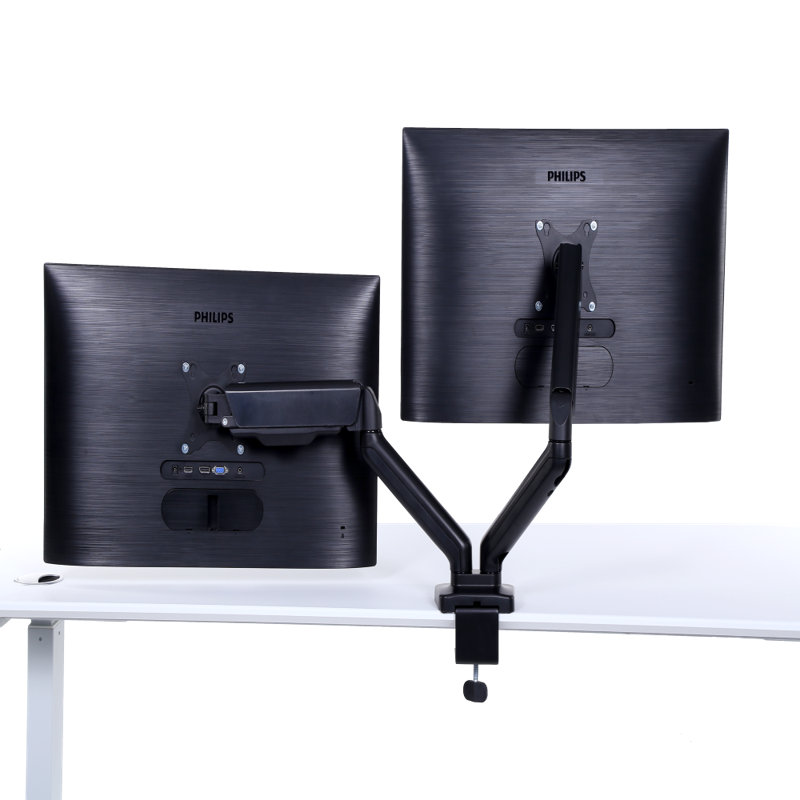 Dual Arm Black Adjustable Desktop Monitor Mount