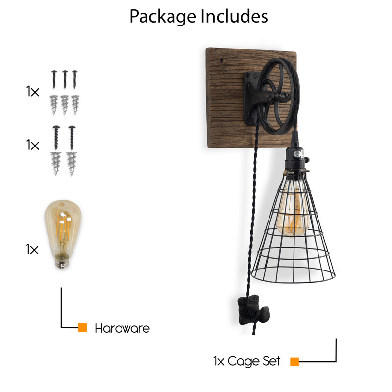 Wood Plug-in Armed Sconce
