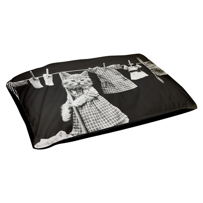 Coussin pour chien photo d’extérieur à linge rétro chat Carman, Grand (H 17 po x l 52 po x P 42 po)