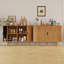 Buffet 47 po, buffet avec rangement, console avec porte coulissante et tablette réglable, buffet à bord courbé pour le salon, cuisine (naturel)-2037651675