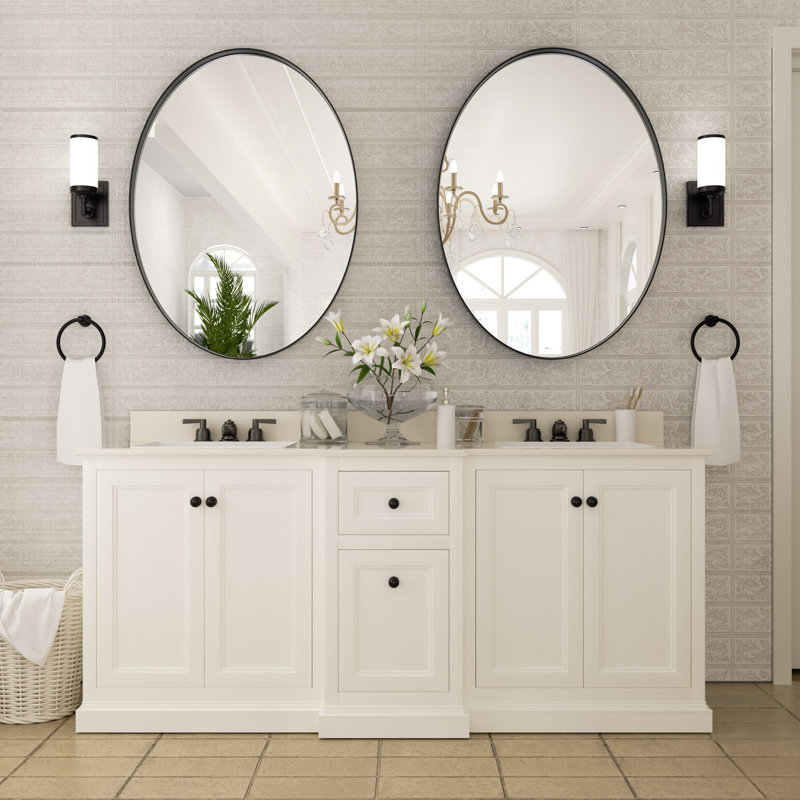 Morelock Metal Oval Wall Mirror, Black, 24" x 36"