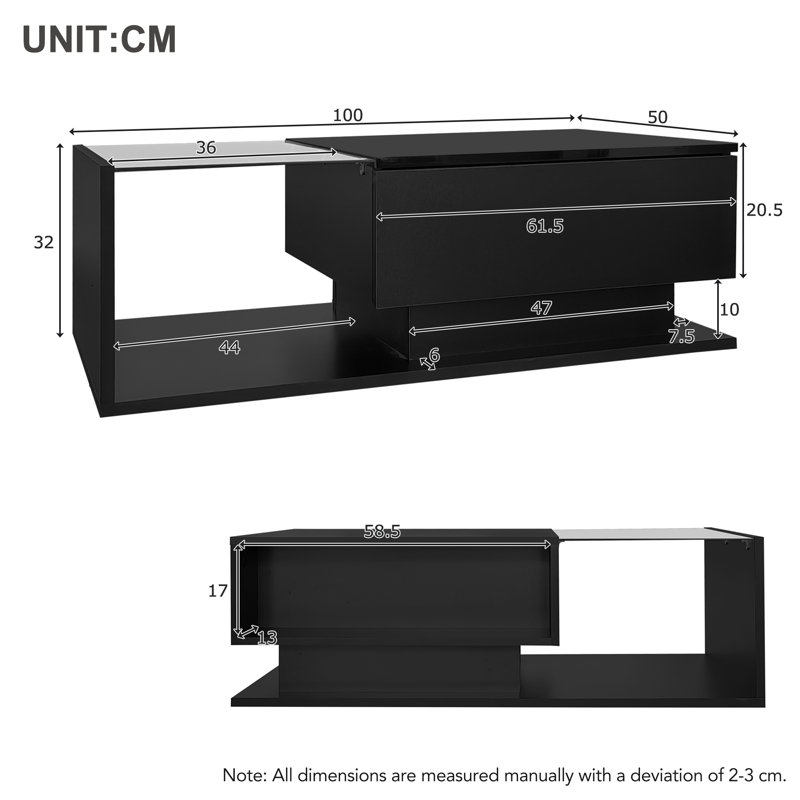 Danaysy Coffee Table with Storage, Black