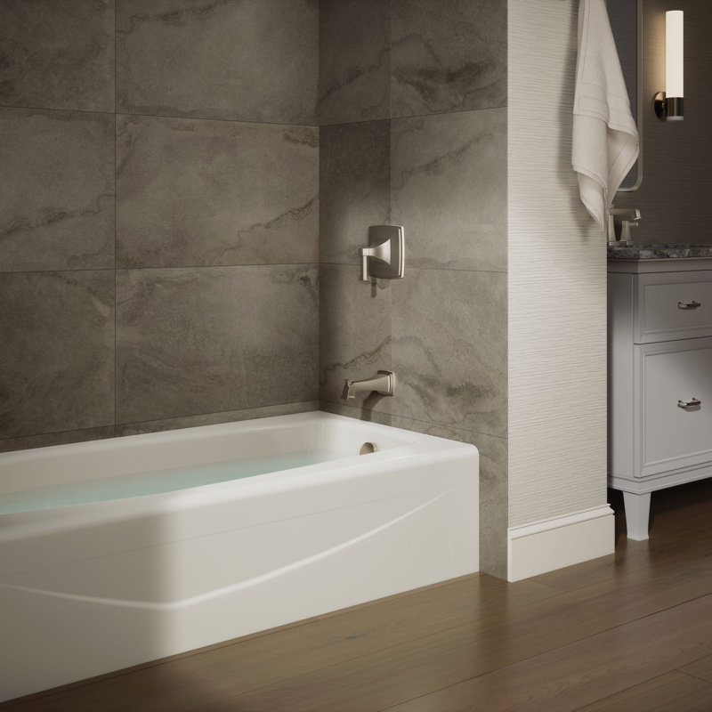 Villager 60" x 30" Alcove Soaking Cast Iron Bathtub, Biscuit, Right