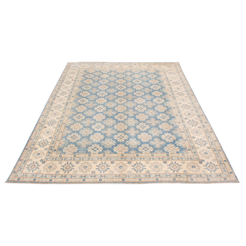 Tapis bleu marine en laine noué à la main de conception unique 8 pi 9 po x 11 pi 11 po Laskie