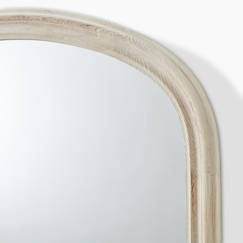 Cecil Solid Wood Freestanding Overmantle Arch Mirror - Modern Regency Design, Whitewash